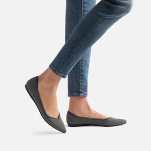 Rothy's The Point Birdseye Flat Black Gray Ballet Pointed Toe Womens 10